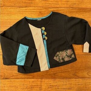 Handmade Upcycled Sweatshirt Vintage Men's Ties Button Front / Medium